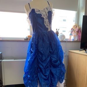 Genuine Vintage 1970s Prom Dress Blue Lace